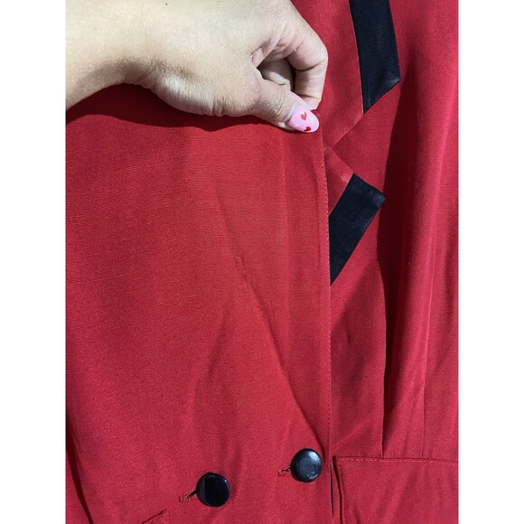 Vtg 80s Blazer Dress Small? Red Double Breasted Retro Office Cocktail Old Money - Picture 5 of 14